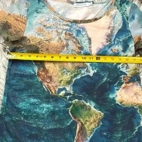 Misslook World Map Print T-Shirt - Picture 6 of 8